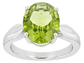 Picture of Pre-Owned Green Peridot Sterling Silver Solitaire Ring 4.50ct