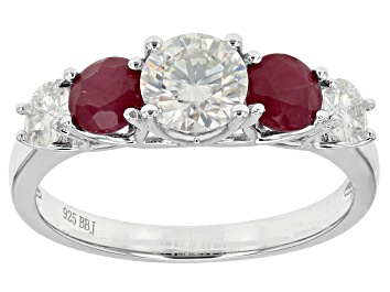 Picture of Pre-Owned Moissanite And Ruby Platineve Ring