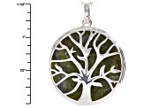 Pre-Owned Green Connemara Marble Sterling Silver Fairy Tree Pendant With Chain.