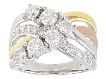 Picture of Pre-Owned Moissanite Platineve With 14k Yellow And Rose Gold Over Platineve Ring 1.30ctw DEW