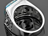 Pre-Owned Blue Turquoise Sterling Silver Mens Ring