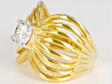Pre-Owned Moissanite Fire® 1.20ct DEW Round 14k Yellow Gold Over Silver Ring