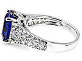 Pre-Owned Blue And White Cubic Zirconia Silver Ring 7.58ctw