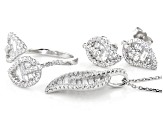 Pre-Owned White Cubic Zirconia Rhodium Over Sterling Silver Jewelry Set 3.68ctw