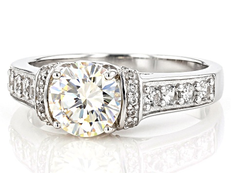 Pre-Owned White Fabulite Strontium Titanate Sterling Silver Ring 2