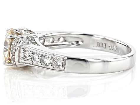 Pre-Owned White Fabulite Strontium Titanate Sterling Silver Ring 2