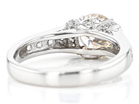 Pre-Owned White Fabulite Strontium Titanate Sterling Silver Ring 2