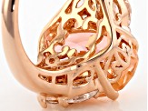 Pre-Owned Morganite Simulant And White Cubic Zirconia 18k Rose Gold Over Silver Ring 7.06ctw