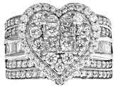 Pre-Owned Cubic Zirconia Silver Heart Ring 3.30ctw