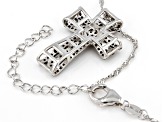 Pre-Owned Black Spinel Sterling Silver Cross Pendant With Chain .85ctw