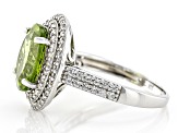 Pre-Owned Green Peridot Sterling Silver Ring 4.10ctw