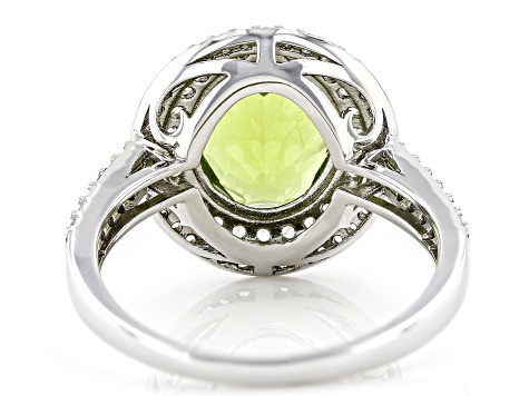 Pre-Owned Green Peridot Sterling Silver Ring 4.10ctw