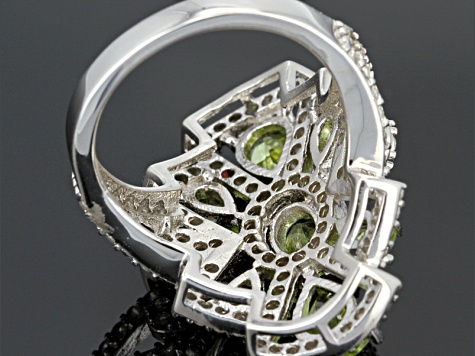 Pre-Owned Green Peridot Sterling Silver Ring 3.32ctw.