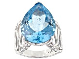 Pre-Owned Blue Topaz Rhodium Over Sterling Silver Ring 16.00ct