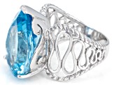 Pre-Owned Blue Topaz Rhodium Over Sterling Silver Ring 16.00ct