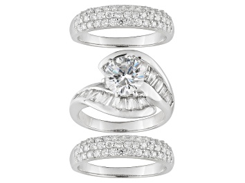 Picture of Pre-Owned Bella Luce ® 7.31ctw Rhodium Over Sterling Silver Ring With Bands (5.93ctw DEW)