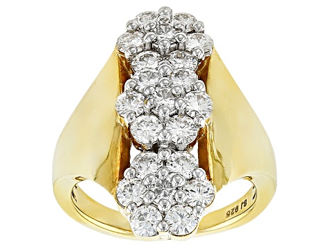 Pre-Owned Moissanite Ring 14k Yellow Gold Over Silver 2.10ctw DEW