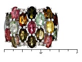 Pre-Owned Multicolor Tourmaline and White Zircon Sterling Silver Ring 4.15ctw