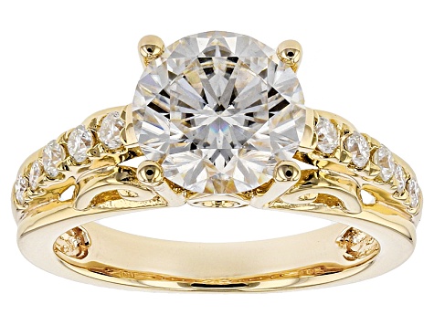 Pre-Owned Moissanite 14k Yellow Gold Over Silver Ring 2.92ctw DEW