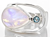 Pre-Owned Rainbow Moonstone Sterling Silver Ring .14ctw