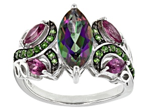 Pre-Owned Mystic Fire® Green, Mystic Topaz® Silver Ring 2.69ctw