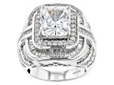 Pre-Owned White Cubic Zirconia Rhodium Over Sterling Silver Ring 10.85ctw