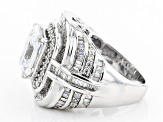 Pre-Owned White Cubic Zirconia Rhodium Over Sterling Silver Ring 10.85ctw