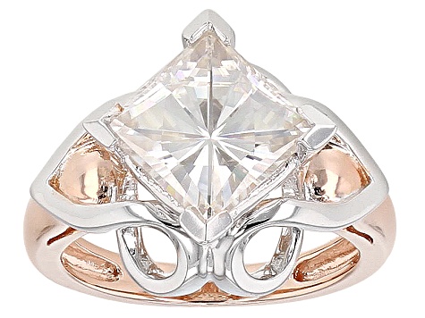 Pre-Owned Moissanite Platineve And 14k Rose Gold Over Platineve Ring 3.10ctw DEW