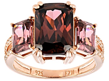 Picture of Pre-Owned Blush And White Cubic Zirconia 18k Rose Gold Over Silver Ring 11.34ctw