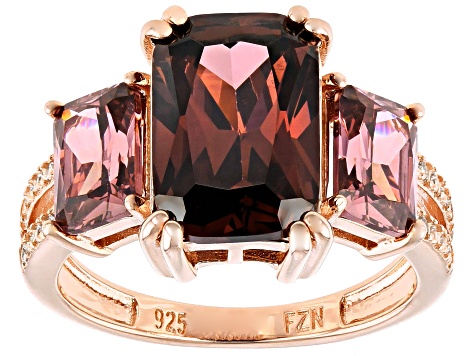 Pre-Owned Blush And White Cubic Zirconia 18k Rose Gold Over Silver Ring 11.34ctw