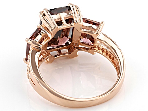 Pre-Owned Blush And White Cubic Zirconia 18k Rose Gold Over Silver Ring 11.34ctw