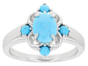 Pre-Owned Blue Turquoise Sterling Silver Ring