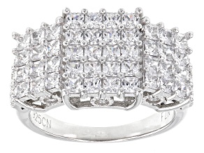Pre-Owned White Cubic Zirconia Rhodium Over Sterling Silver Ring 4.88ctw