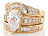 Pre-Owned White Cubic Zirconia 18k Yellow Gold Over Silver Ring With Guards 7.26ctw