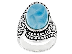 Pre-Owned Blue Larimar Sterling Silver Ring