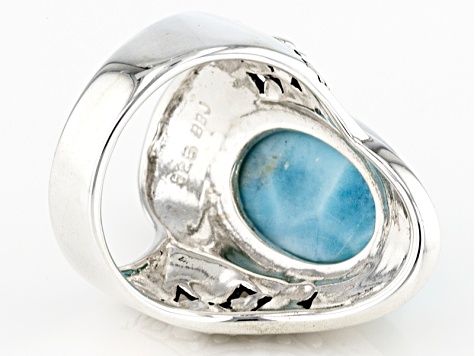 Pre-Owned Blue Larimar Sterling Silver Ring