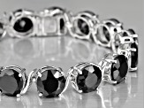 Pre-Owned 72.75ctw 10mm Round Black Spinel .925 Sterling Silver Tennis Bracelet 7.5 inch