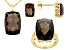 Pre-Owned Brown smoky quartz 18k gold sterling silver ring, pendant with chain, and earrings set 33.