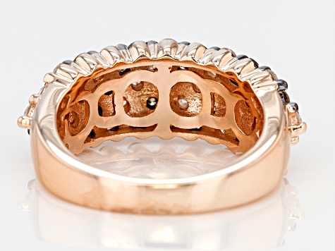 Pre-Owned champagne and white diamond 10k rose gold ring 1.50ctw