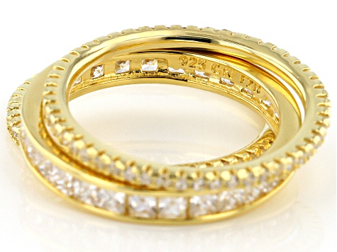 Pre-Owned Cubic Zirconia 18k Yellow Gold Over Sterling Silver Rings- Set Of 3 3.39ctw