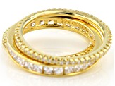 Pre-Owned Cubic Zirconia 18k Yellow Gold Over Sterling Silver Rings- Set Of 3 3.39ctw