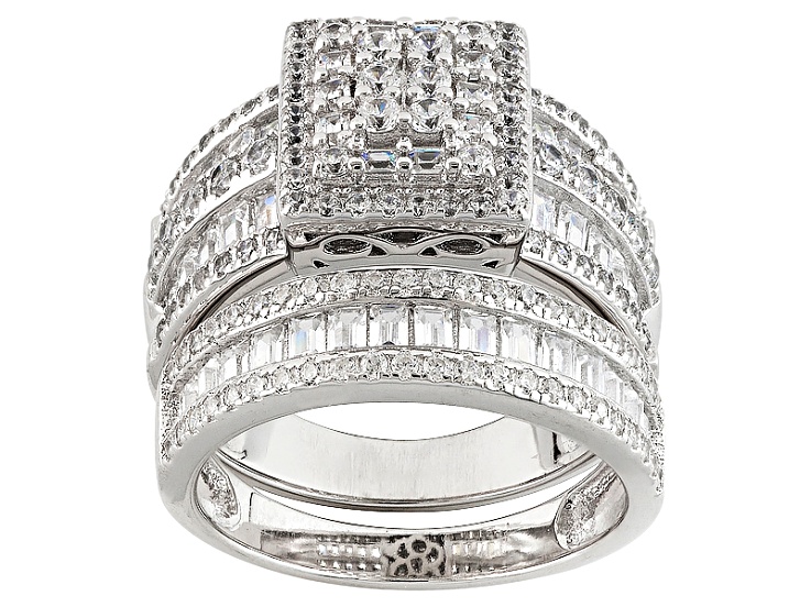 指輪・リング Pave Cubic Ring White Cubic Zirconia Platinum Over Sterling Silver Ring 2.62