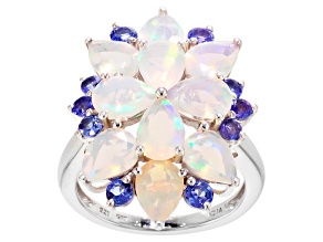 Pre-Owned Multi Color Ethiopian Opal Sterling Silver Ring 4.31ctw.