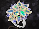 Pre-Owned Multi Color Ethiopian Opal Sterling Silver Ring 4.31ctw.