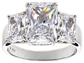 Pre-Owned White Cubic Zirconia Rhodium Over Sterling Silver Ring 13.60ctw