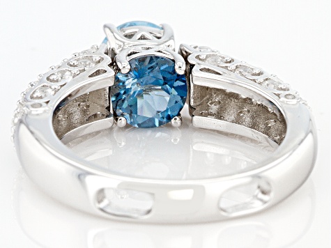 Pre-Owned London Blue And Sky Blue Topaz Rhodium Over Sterling Silver Reversible Ring 2.44ctw