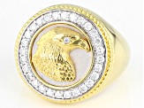 Pre-Owned Moissanite 14k yellow gold over platineve and platineve mens ring .86ctw DEW.