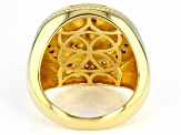 Pre-Owned Moissanite 14k yellow gold over platineve and platineve mens ring .86ctw DEW.