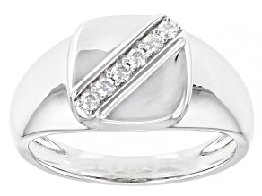 Pre-Owned Moissanite Platineve Mens Ring .18ctw DEW.