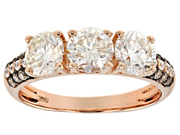 Picture of Pre-Owned Moissanite and champagne diamond 14k rose gold over silver ring. 1.88ctw DEW